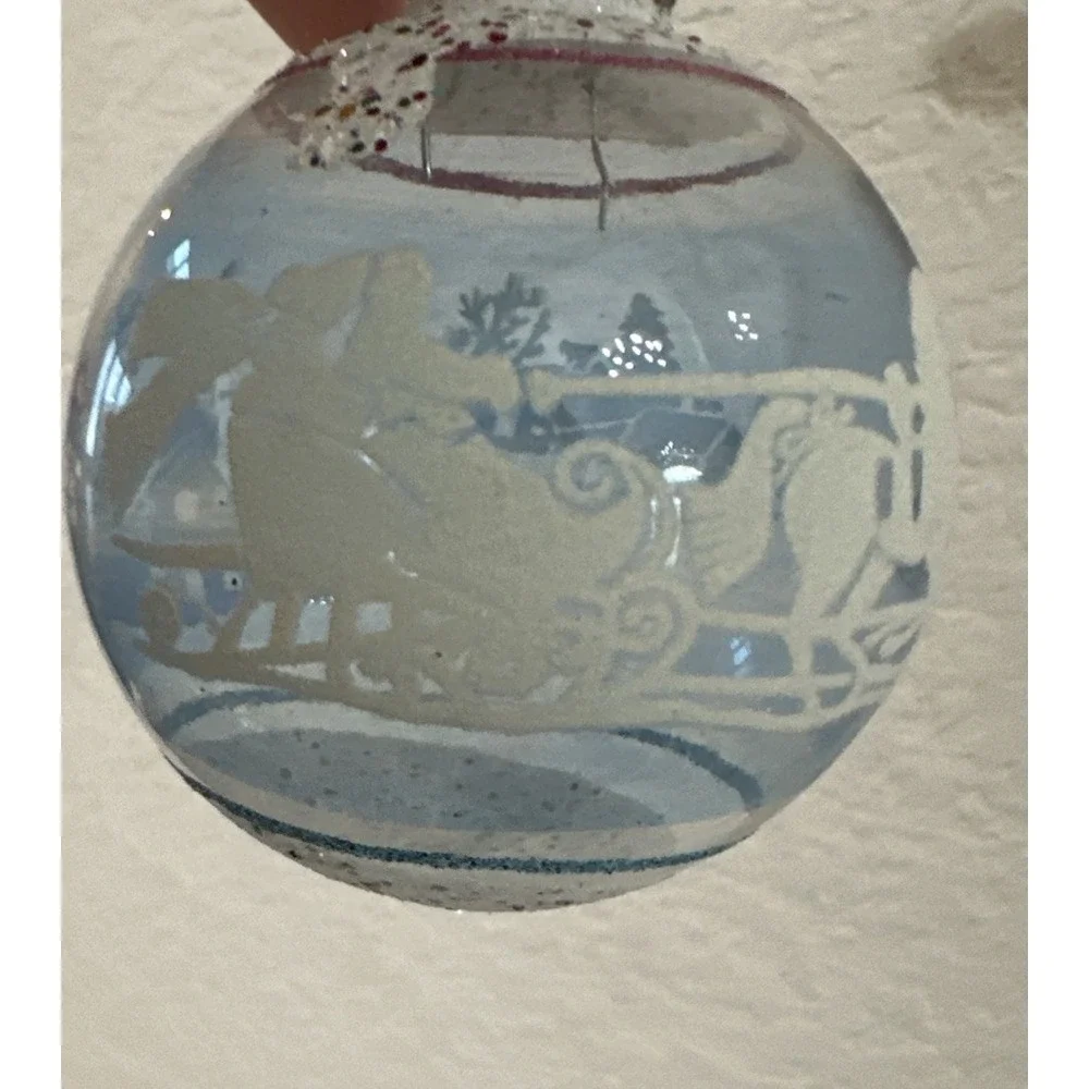 Christopher Radko Winter Sleigh Stencil Glass Shiny Brite Christmas Ornament